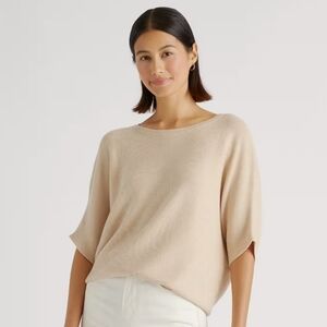 Quince lightweight cotton cashmere Link-Stich Dolman Sweater in Heather Oatmeal
